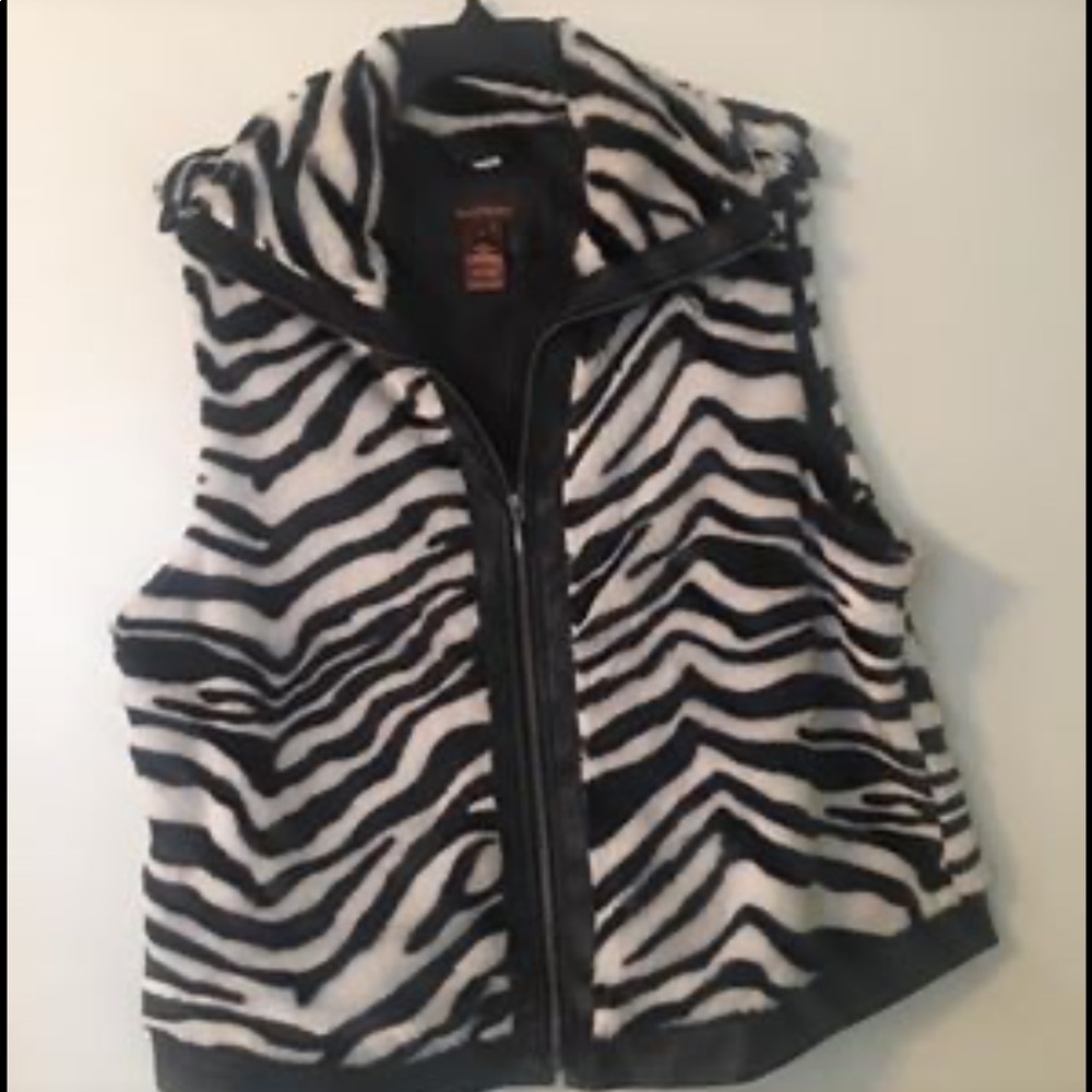 Zebra print velour vest